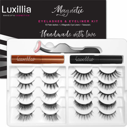 Picture of Luxillia Magnetic Eyelashes with Eyeliner, Most Natural Looking Magnetic Lashes Kit with Applicator, Best 8D, 3D Look, Reusable Fake Eye Lash, No Glue, Strongest Waterproof Liquid Liner