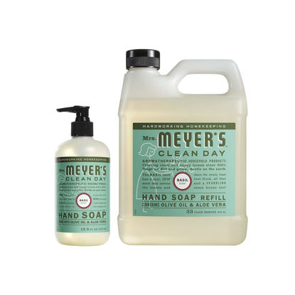 Picture of Mrs. Meyer's Liquid Hand Soap Variety, 1 Basil Refill, 1 Basil Hand Soap, 1 CT