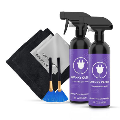 Picture of Swanky Computer Screen Cleaner Kit: Set of 2 Electronic Cleaner Spray 17oz + 4 Microfiber Cleaning Cloth for Tv Cleaner - Ipad Screen Cleaner - Iphone Cleaner - Monitor Cleaner - Laptop Screen Cleaner