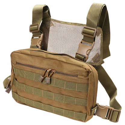 Picture of Croogo Tactical Recon Kit Bag Chest Bag Chest Front Pack Adjustable Radio Chest Harness Bags,Khaki-BDB03