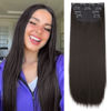 Picture of Vigorous Brown Black Hair Extensions no Tangled Clip in Hair Etension 22 Inches Straight Hair Extensions Thick Clip in Hair Extension for Women