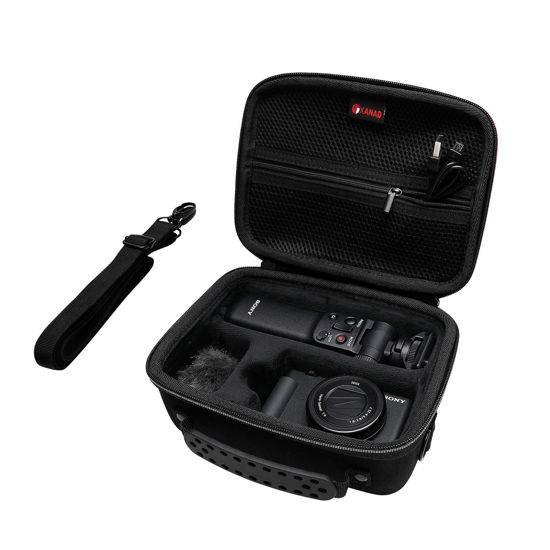 Picture of XANAD Black Case for Sony ZV-1 / ZV-1F / ZV-1 II Digital Vlog Camera with Vlogger Accessory Kit Tripod (GP-VPT2 BT) and Microphone