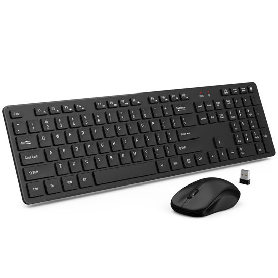 Picture of Wireless Keyboard and Mouse Combo, Choiana 2.4G USB Quiet Cordless Mouse Keyboard Set Ergonomic Full Size with Number Pad & Long Battery Life, for Computer Laptop PC Windows Mac Chrome OS, Black