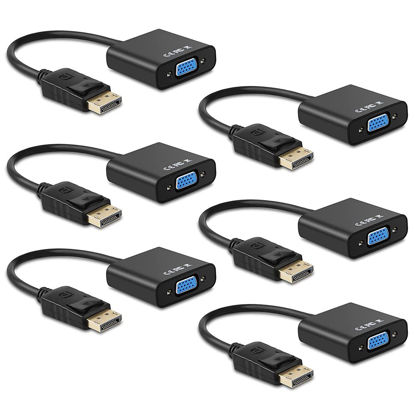 Picture of Display Port to VGA, Multi-Pack Gold-Plated DisplayPort to VGA Converter Adapter (Male to Female) for Computer, Desktop, Laptop, PC, Monitor, Projector, HDTV, HP, Lenovo, Dell, ASUS and More (6-Pack)