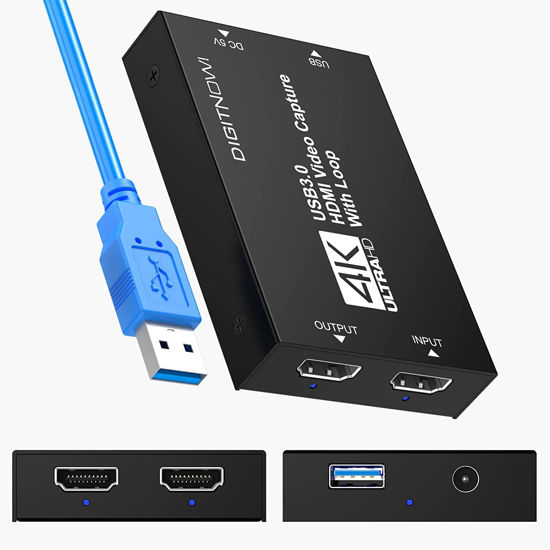  4K HD USB 3.0 Video Capture Card with HDMI Loop-Out, 4K60 HDR  No Lag Passthrough, 4K30 Capture Card for Video Recording, Live  Streaming,Compatible with PS4/Pro,PS5, Xbox One X/S, Xbox 360 
