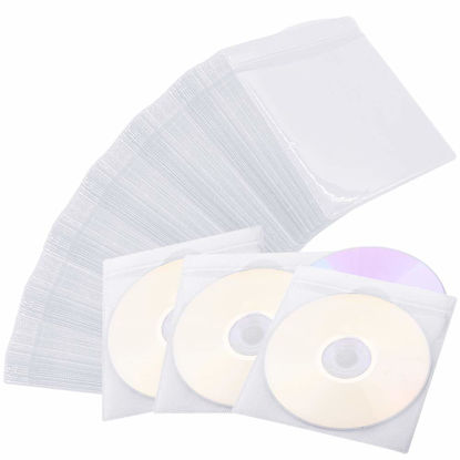 Picture of 600PCS CD DVD Sleeves, FULANDL Premium CD Double-Sided Refill Plastic Sleeve for CD and DVD Storage Binders (White)