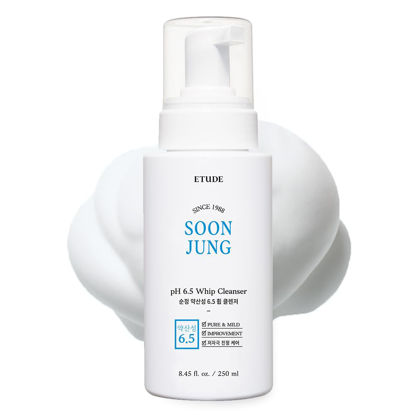 Picture of ETUDE SoonJung pH 6.5 Whip Cleanser 8.5 fl. oz. (250ml) 21AD| Non Comedogenic & Hypoallergenic Soft Bubble Hydrating Facial Cleanser for Sensitive Skin | Fragrance-Free Low-pH Korean Face Wash | K-Beauty