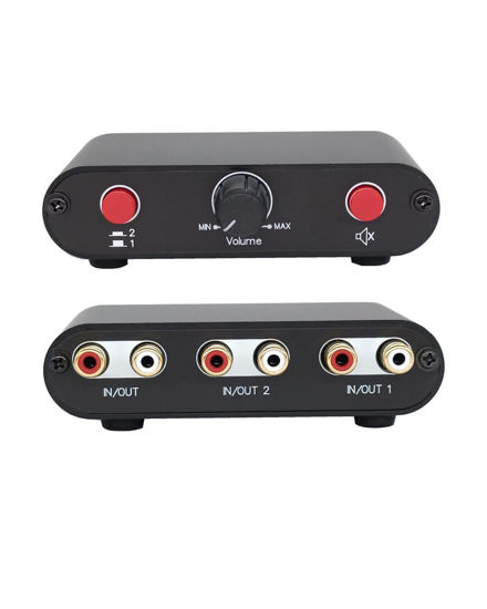 Picture of 2-Way RCA Stereo Audio Switch Input Signal Source Switcher Selector Splitter Box（2 in 1 Out / 1 in 2 Out）-RC21