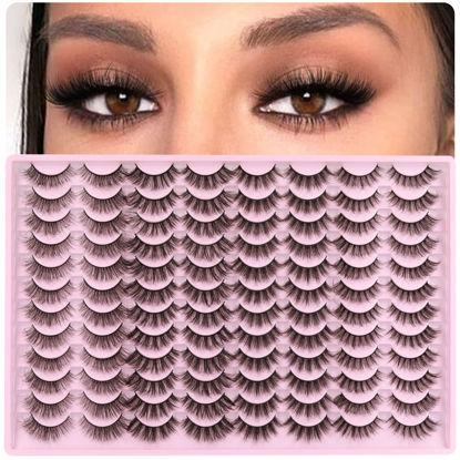 Picture of ALICE False Eyelashes Wholesale Fluttering Natural Lashes Mink Fluffy Cat Eye Strip Lashes 3D Curl Wispy Fake Lashes Pack 48 Pairs