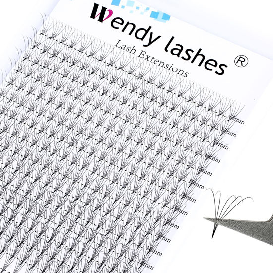 Picture of Premade Lash Extensions Fans Volume Lash Extensions 320 PCS Short Stem 5D/6D/8D/10D Eye Lashes Extensions Thickness 0.07mm D Curl Soft Light Weight Premade Volume Eyelashes Extensions Mixed Tray.（5D-0.07-D, 13-20mm Mixed Tray)