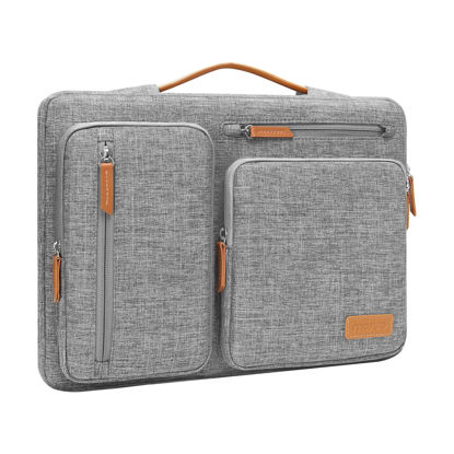 Picture of MOSISO 360 Protective Laptop Sleeve Compatible with MacBook Air/Pro, 13-13.3 inch Notebook, Compatible with MacBook Pro 14 inch M2 M1 2023-2021, Side Open Bag with 4 Zipper Pockets&Handle&Belt, Gray