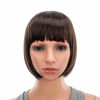 Picture of SWACC 10 Inch Short Straight Bob Wig with Bangs Synthetic Colorful Cosplay Daily Party Flapper Wig for Women and Kids with Wig Cap (Dark Brown)