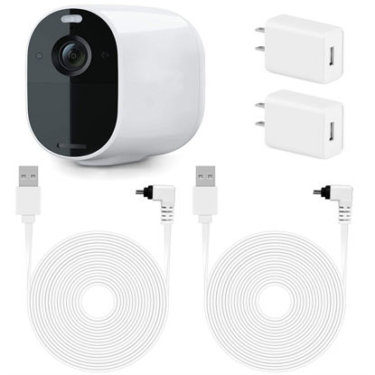 Picture of 2Pack 16.4Ft/5m Power Adapter for Arlo Essential Spotlight, Weatherproof Outdoor Power Cable Continuously Charging Your Arlo Essential Camera - White