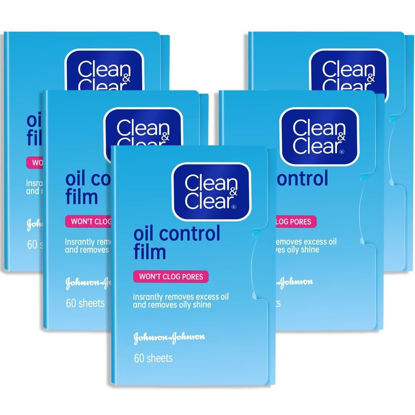 Picture of Oil Control Film Replacment for Clean & Clear Oil-absorbing Sheets,5 Pack (300 sheets) Blotting Sheets for Face,9% Larger,Makeup Friendly High-performance Handy Blotting Paper for Oily Skin