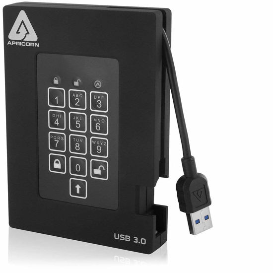 Picture of Apricorn 1TB Aegis Padlock Fortress FIPS 140-2 Level 2 Validated 256-Bit Encrypted USB 3.0 Hard Drive with PIN Access (A25-3PL256-1000F)