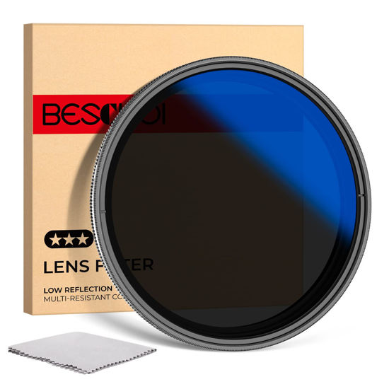 Picture of Beschoi 55mm MRC Variable ND Filter ND2-ND400, Neutral Density Adjustable ND Filter (0.3 to 2.7,1 to 9 Stops), Multi Layer Coated Optical Glass, Water Repellent & Scratch Resistant Ultra Slim Filter