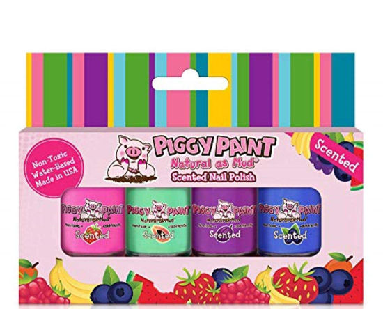 Piggy Paint | 100% Non-Toxic Girls Nail Polish | Safe, Cruelty-free, Vegan,  & Scented for Kids | Scented Fruit Fairy (4 Pack Kit)