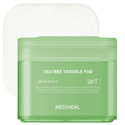 Picture of MEDIHEAL Teatree Trouble Pad - Square Cotton Facial Toner Pads with Tea Tree & Lactobacillus - Soothing Pads to Calm Sensitive & Acne Prone Skin- Vegan Face Gauze Pads, 100 Pads