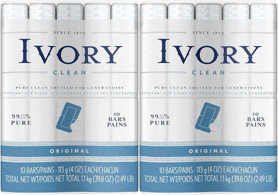 Picture of Ivory Clean Original Bar Soap, 4 Ounce, 10 Count (Pack of 2) Total 20 Bars