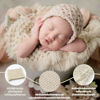 Picture of SPOKKI 3 Pcs Newborn Photography Props Outfits Set, Knitted Blanket for Baby Photo Props, Beige Elastic Wrap for Photoshoot, Flower Headband for Infant Boys Girls, Baskets Filler Posing Props