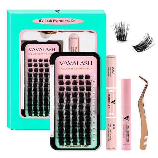 Picture of VAVALASH DIY Lash Extension Kit Individual Cluster Lashes Kit with 60 PCS 8-16mm Mix Lash Clusters Lash Bond and Seal, Lash Remover, Lash Applicator for DIY Eyelash Extensions at Home（Kit-VY9）