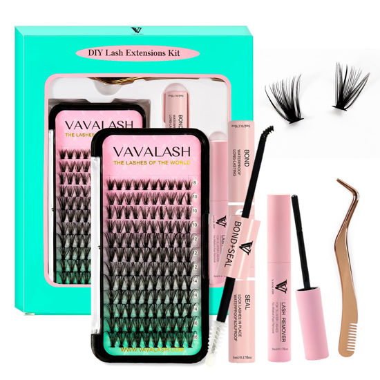 Picture of VAVALASH DIY Lash Extension Kit Individual Cluster Lashes Kit with 120 PCS 8-16mm Mix Lash Clusters Lash Bond and Seal, Lash Remover, Lash Applicator for DIY Eyelash Extensions at Home（Kit-30D）