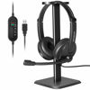 Picture of Kithouse USB Headset Headphone with Microphone for Computer Laptop PC, Wired Call Center Office Work Headset with Microphone Noise Cancelling + Headset Headphone Stand Holder