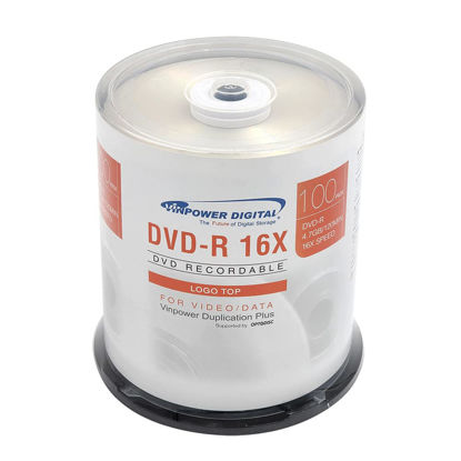 Picture of Vinpower Digital DVD-R 4.7GB 16x Branded Logo Recordable Media Disc - 100 Disc Cake Box Spindle FFP 132-815-BX