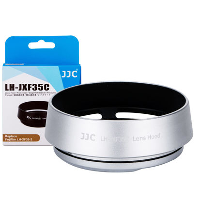 Picture of JJC Silver Metal Bayonet Lens Hood for FUJINON XF 35mm F2 R WR/ FUJINON XF 23mm F2 R WR, Fuji 35mm F2 Lens Hood, Fuji 23mm F2 Lens Hood, 35mm F2 Hood, 23mm F2 Hood, Replaces Fujifilm LH-XF35-2 Hood