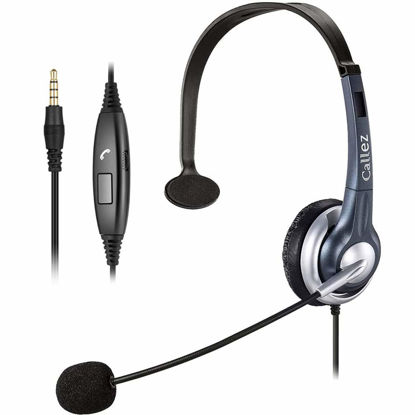 Picture of Callez 3.5mm Cell Phone Headset with Noise Canceling Mic, Computer Headsets for iPhone Samsung Huawei HTC LG BlackBerry Mobile Phone Smartphones iPad iPod Skype PC Truck Driver (C300E1)