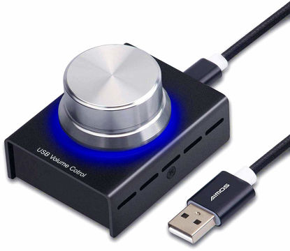 Picture of USB Volume Control, AIMOS Lnline Volume Knob Lossless Audio Computer with 6.57ft USB Cable Mute Volume Control and PC Speakers Switch Control Module for XP, MAC, Vista, Win 7, 8, 10, Android Etc