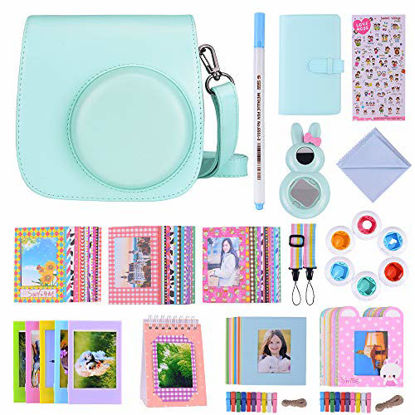 Picture of Bsuuy Instax Mini 9 Camera Accessories Bundles Compatible with FujiFilm Instax Mini 9 Mini 8 Mini 8+ Camera with Mini 9 Case, Six Color Filters,Rainbow Shoulder Strap etc.?Mini 9 Ice Blue16 Items?