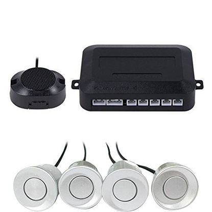 Picture of Frostory Car Reverse Backup Parking Sensor Radar System, Buzzer Beeps, Detection Distance:30~150CM, Waterproof Sensors (22mm Diameter 2.3M Cable) 4 Packs X60D (Silver)