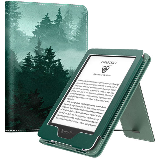 Picture of MoKo Case Fits All-New 6" Kindle(11th Generation, 2022 Release)/ Kindle(10th Gen,2019)/Kindle(8th Gen, 2016), Ultra Lightweight PU Shell Cover with Auto Wake/Sleep for Kindle 2022, Green Forest