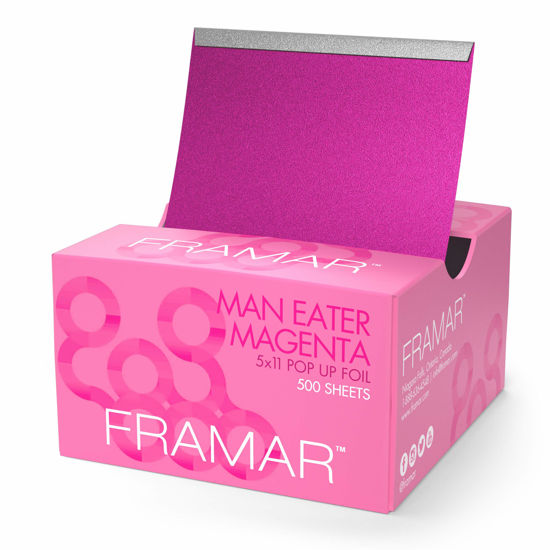 Picture of Framar Magenta Pop Up Hair Foil, Aluminum Foil Sheets, Hair Foils For Highlighting - 500 Foil Sheets