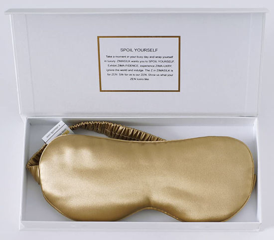 Picture of ZIMASILK 100% 22Momme Mulberry Silk Sleep Mask for Sleeping, Filled with Premium Mulberry Silk, Softest & Breathable Silk Eye Sleeping Mask (Golden)