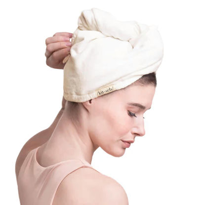 Picture of Kitsch Microfiber Hair Towel Wrap - Quick Dry Curly Hair Wraps for Women Wet Hair | Microfiber Towel for Hair | Hair Drying Towel Wrap | Hair Towels for Women | Hair Turban for Wet Hair (Ivory)