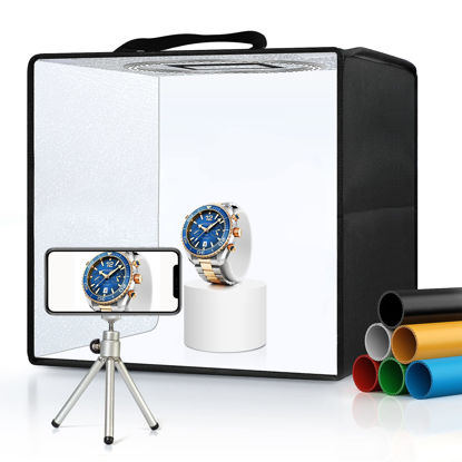 Picture of DAXPOO Photo Light Box, 10"x10" Mini Photo Shooting Tent kit, Portable Photography Light Tent kit with 88pcs LED Light & 6 Color Backdrops, 4 Reflection Boards for Small Item Product Photography