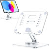 Picture of CreaDream Acrylic Tablet Stand Holder with 360 Rotating Base, Foldable Adjustable Transparent Tablet Holder for Desk Home Office, Compatible with iPad Pro Air Mini and More, Clear