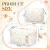 Picture of Zeyune 2 Pcs Cotton Quilted Makeup Bag Large Travel Coquette Makeup Bag Aesthetic Cute Cherry Floral Bear Makeup Bag for Women Girls (Peony Style)