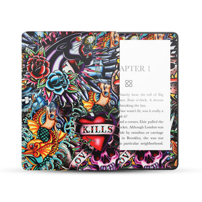 Picture of MightySkins Skin Compatible with Amazon Kindle Paperwhite 5 6.8-inch 11th Gen (2021) Full Wrap - Old School Tattoo | Protective, and Unique Vinyl Decal wrap Cover | Easy to Apply | Made in The USA