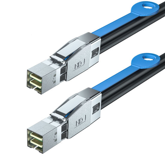 Picture of H!Fiber.com 12G External Mini SAS HD SFF-8644 to Mini SAS SFF-8644 Cable, High Density HD Cable, 1-Meter(3.3ft), for Hard Disk Server, SAN, Raid Card