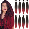 Picture of Alrence Braiding Hair Burgundy Red 26 Inch, 8 Packs Professional Easy To Install Braiding Hair, Soft Braided Extensions, Yaki Synthetic Fiber Crochet Braids (26 Inch,T1B/Bug)