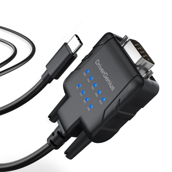 Picture of DriverGenius USB-C to Serial RS232 DB9 Adapter with 9 x Data Monitoring LEDs (USB232A-E-C, Windows 11, macOS Ventura)