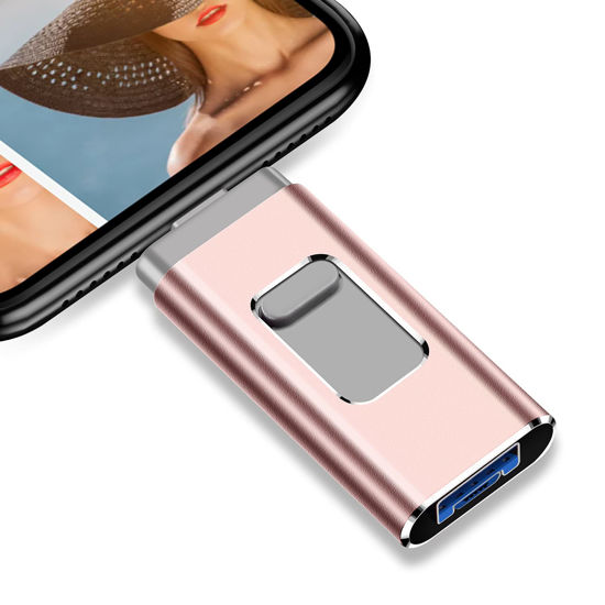 Picture of iPhone Flash Drives 1TB, 3.0 USB Memory Drive 1000GB Photo Stick Compatible with Mobile Phone & Computers, Mobile Phone External Expandable Memory Storage Drive Take More Photos & Videos(Pink 1000gb)