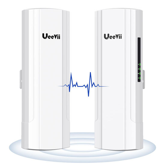 Picture of Point to Point Wireless Bridge Kit,15dBi Antenna,5KM Long Range,2 Gigabit RJ45 Port, IP65 Waterproof, Powered by 48V POE Injector, Outdoor WiFi Bridge Extending Network for Barn Shop,2 Pack