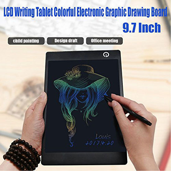 Picture of LCD Writing Tablet 9.7-Inch Colorful Electronic Graphic Drawing Board Rewritten Drawing Board Tablet Durable Handwriting Pad Multi Color Writing Gift for Kids School Office Memo and Taking Notes