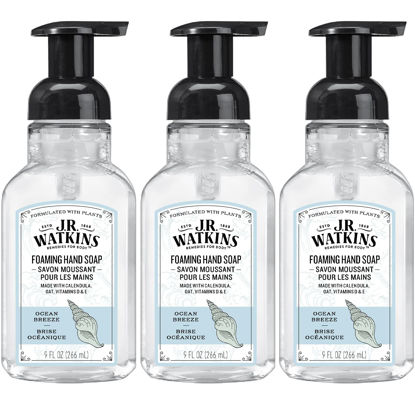 Picture of J.R. Watkins Foaming Hand Soap For Bathroom or Kitchen, Scented, USA Made And Cruelty Free, 9 Fl Oz, Ocean Breeze, 3 Pack