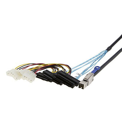 Picture of CableCreation 3.3FT Internal HD Mini SAS SFF-8644 to 4 x SFF-8482 Cable with SATA Power, 1M/ Black