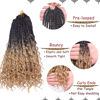 Picture of Beverlee 14 Inch 8 Packs Boho Box Braids Goddess Box Braids Crochet Hair Bohemian Hippie Braids Braiding Hair Box Braids with Curly Ends Messy Pre-looped Synthetic Crochet Hair for Black Women 128 Strands 1B/27#